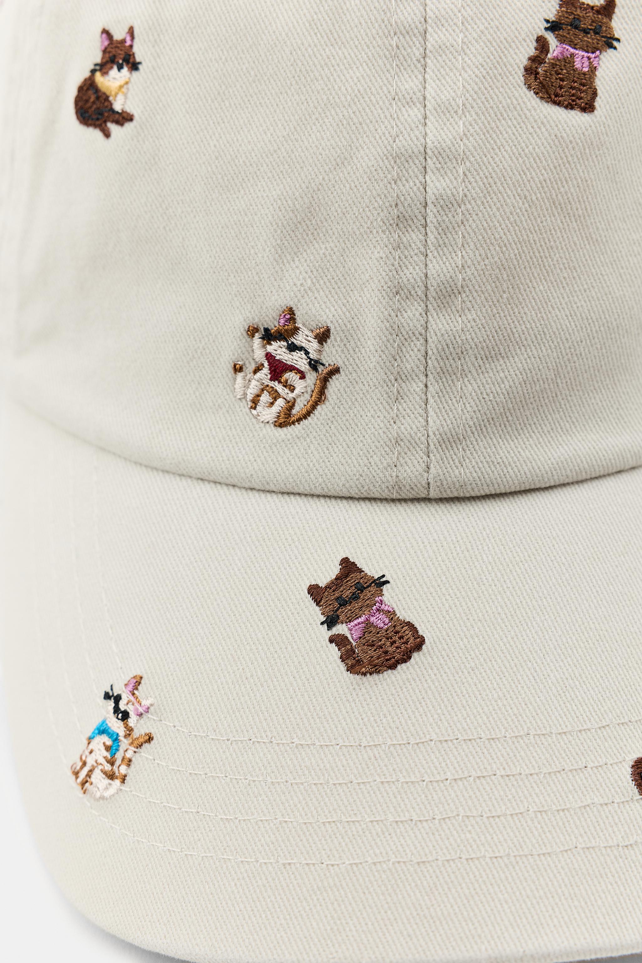 EMBROIDERED CAT TWILL CAP
